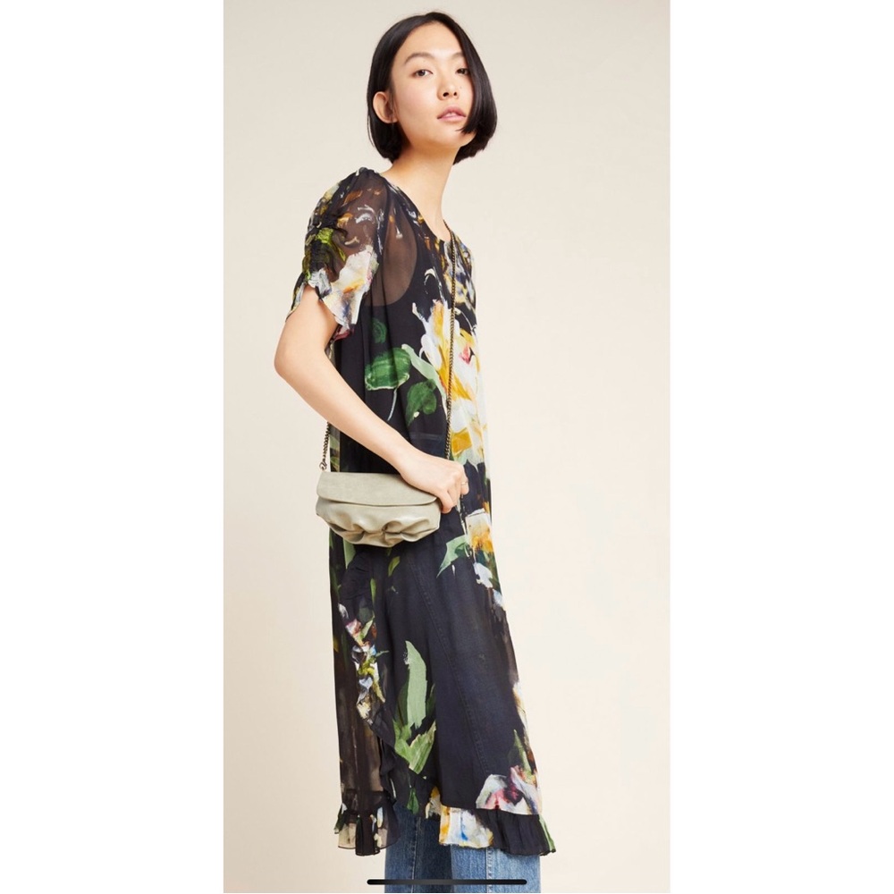 Anthropology Fortaleza Abstract Sheer Tunic Dress